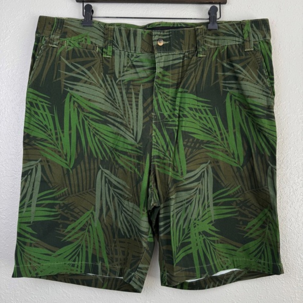 NEW King Size Big Tropical Palm Leaf Print Chino Shorts Green 44